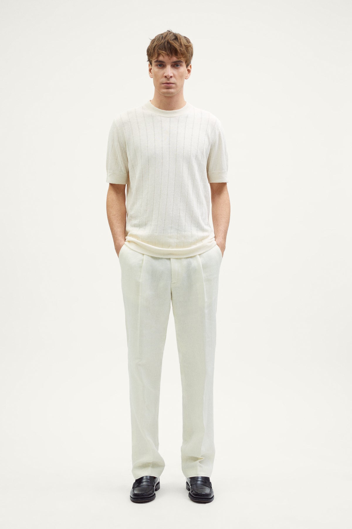 the linen cotton vintage t shirt milk white