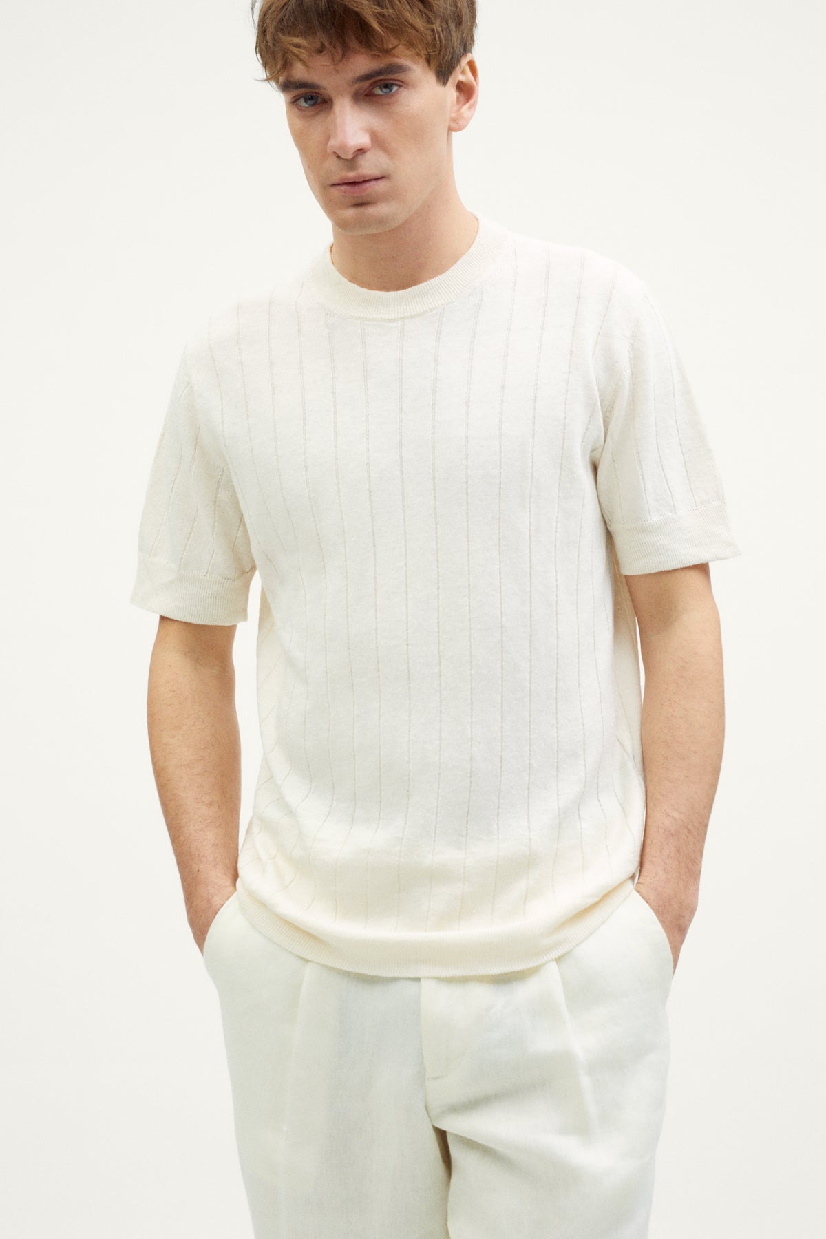 the linen cotton vintage t shirt milk white