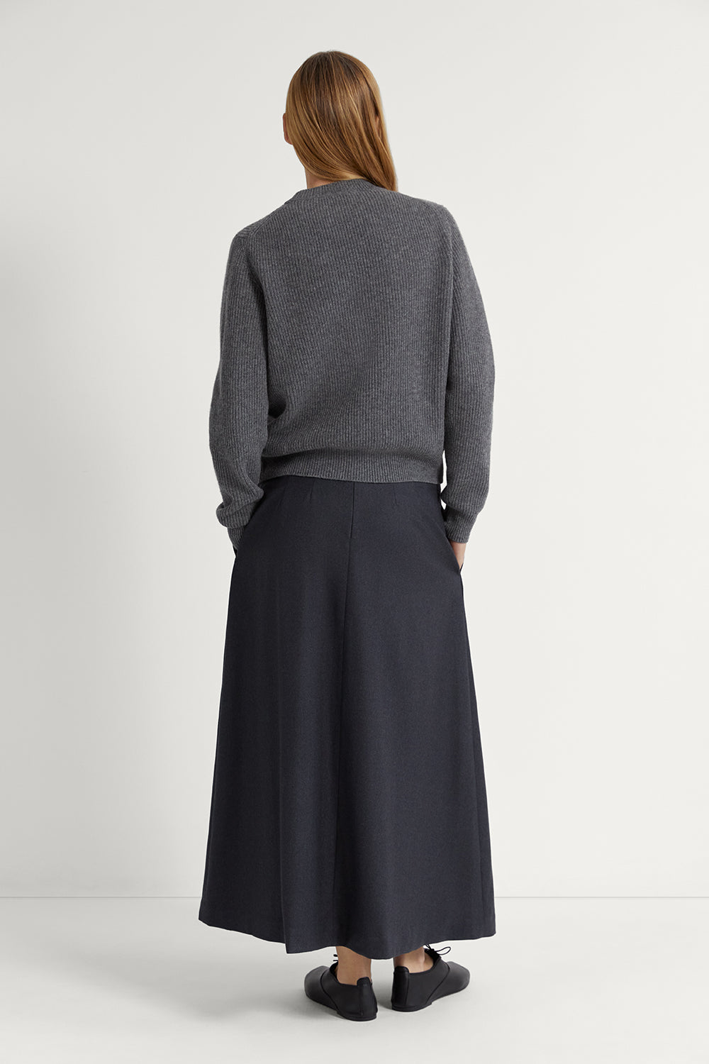 The Woolen Ribbed Sweater Light Grey Melange