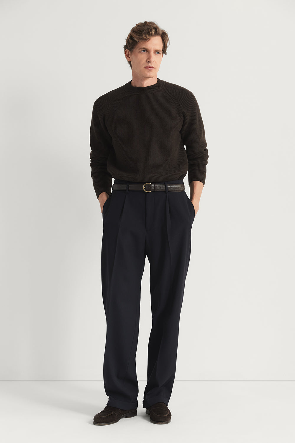 The Woolen Ribbed Raglan Sweater Espresso