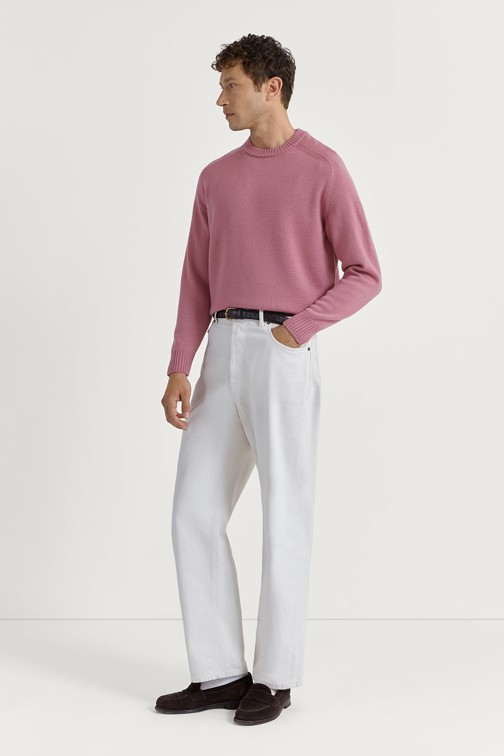The Merino Wool Saddle Shoulder Sweater Mauve
