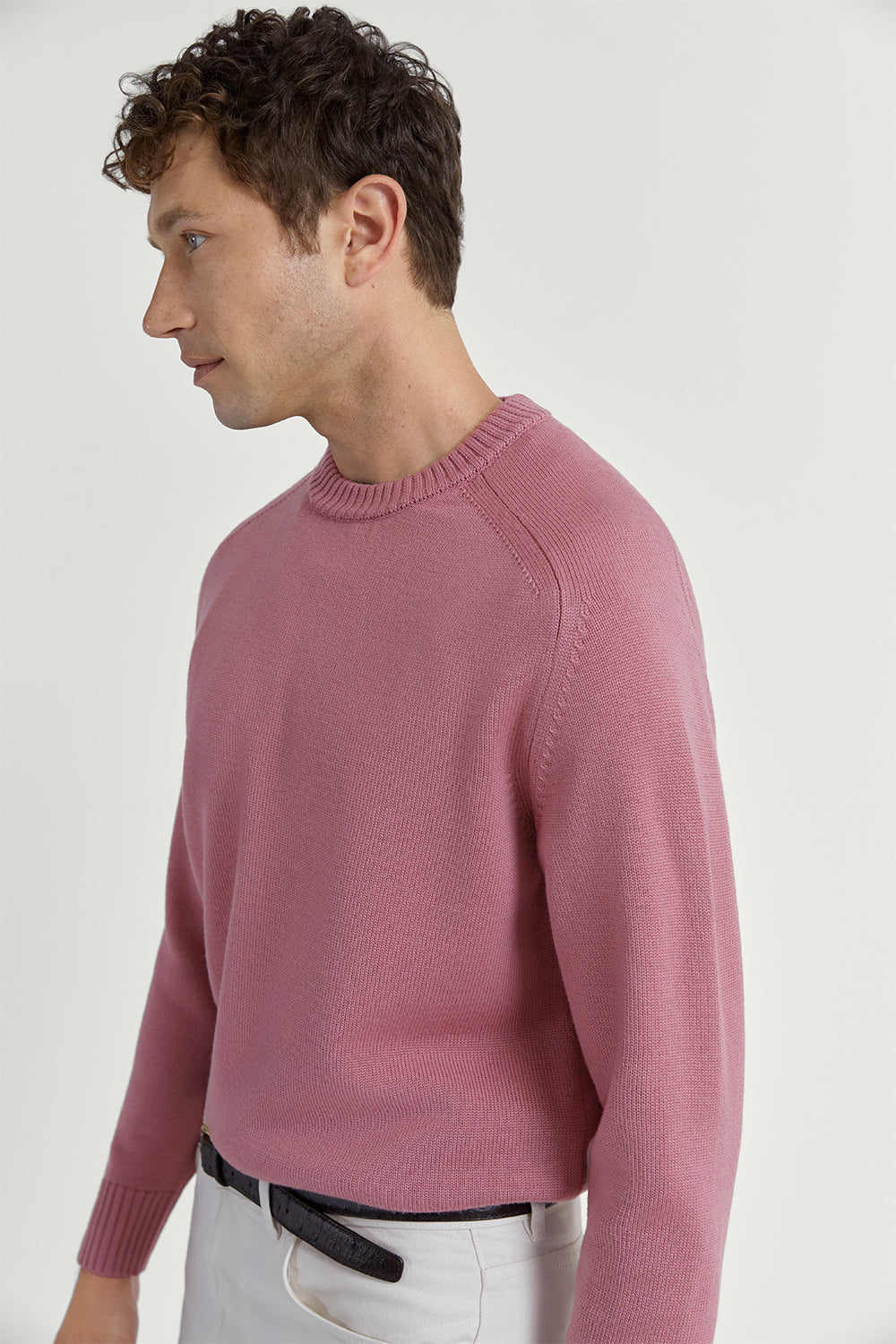 The Merino Wool Saddle Shoulder Sweater Mauve