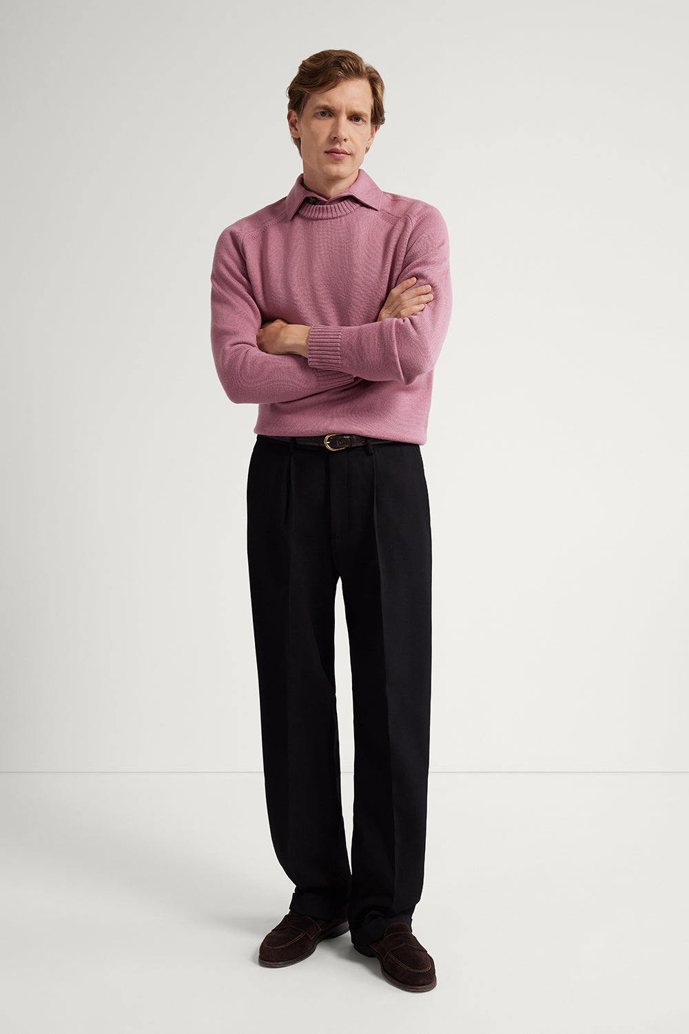 The Merino Wool Saddle Shoulder Sweater Mauve