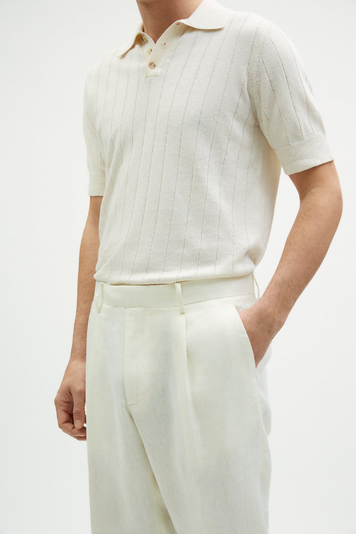 The Linen Twill Trousers white
