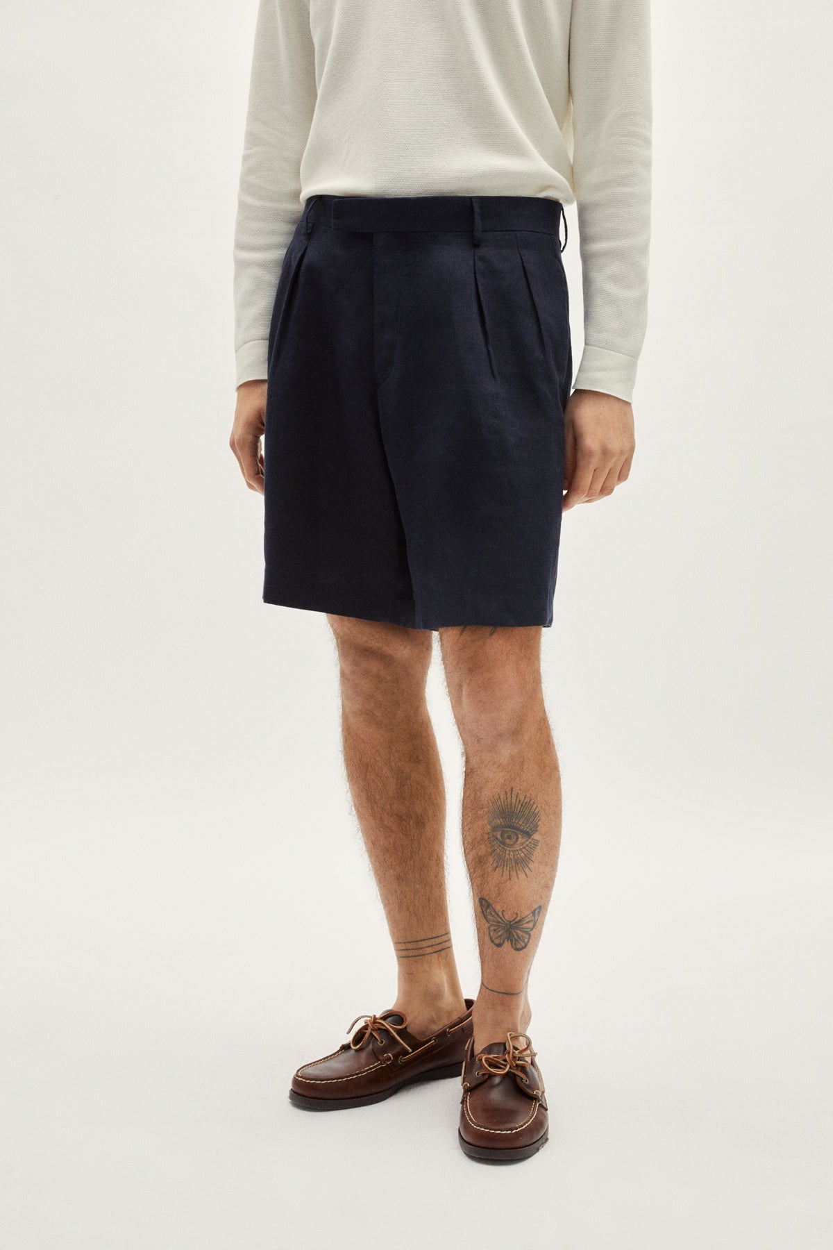 the linen twill bermuda shorts blue navy