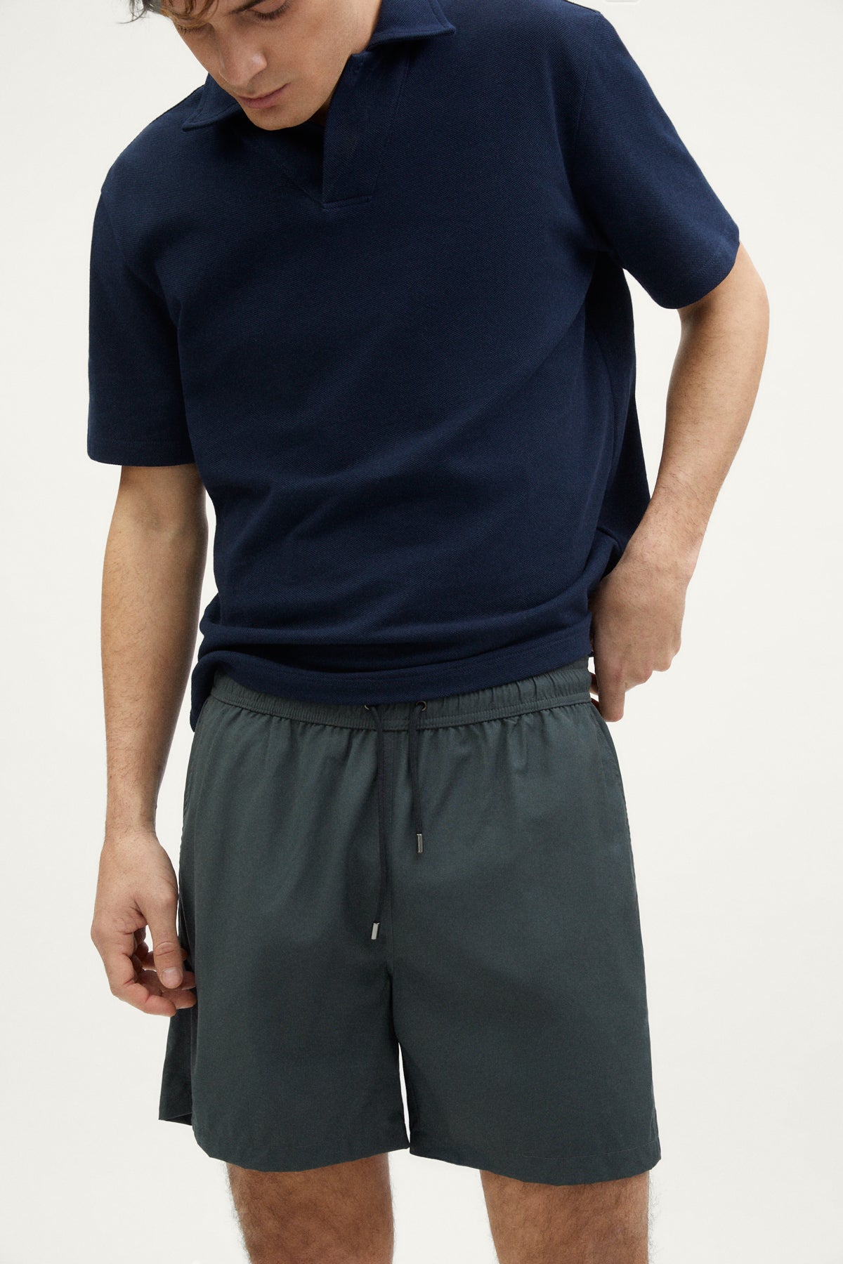 the merino wool swim shorts dark military green