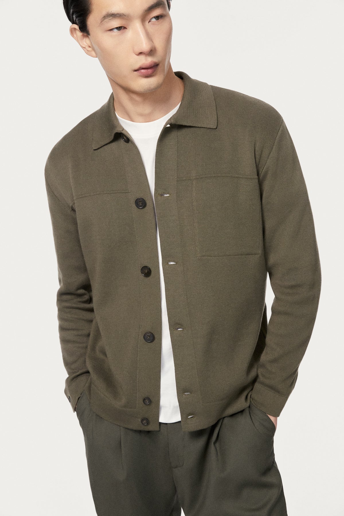 The Organic Cotton Boxy Jacket kaki green