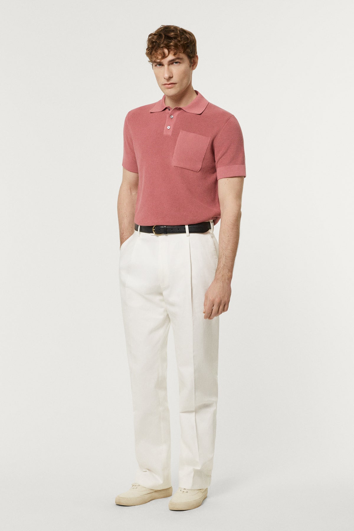 The Organic Cotton Ribbed Polo Shirt Mauve