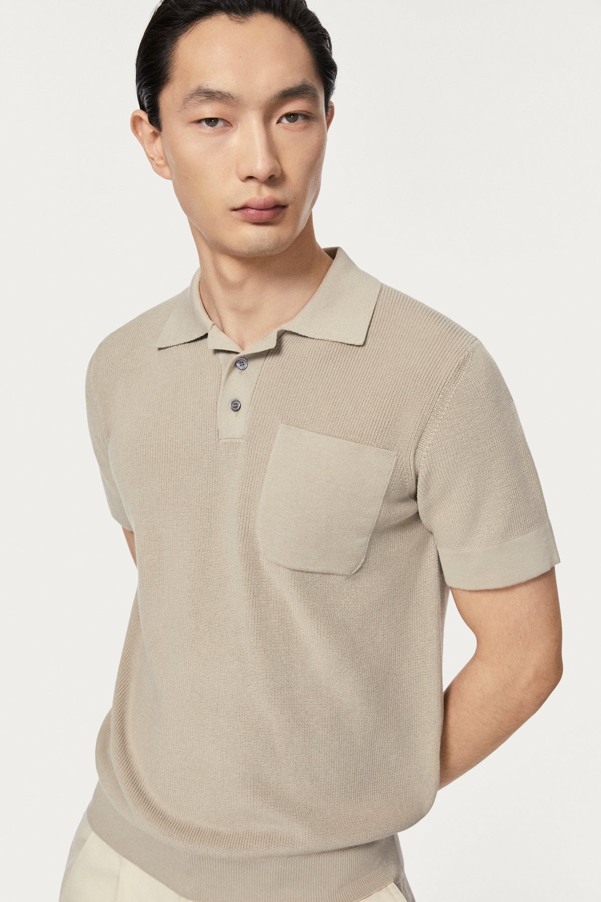 The Organic Cotton Ribbed Polo Shirt hay