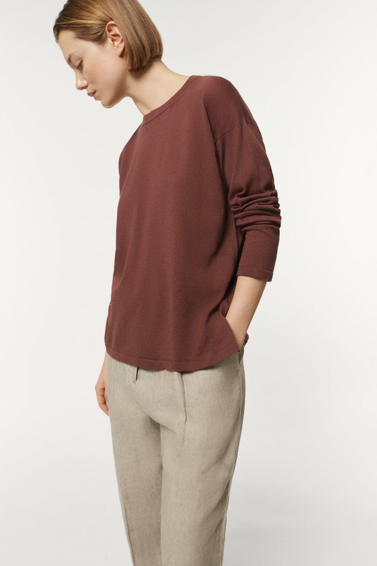 The Organic Cotton Long Sleeve T-shirt brown