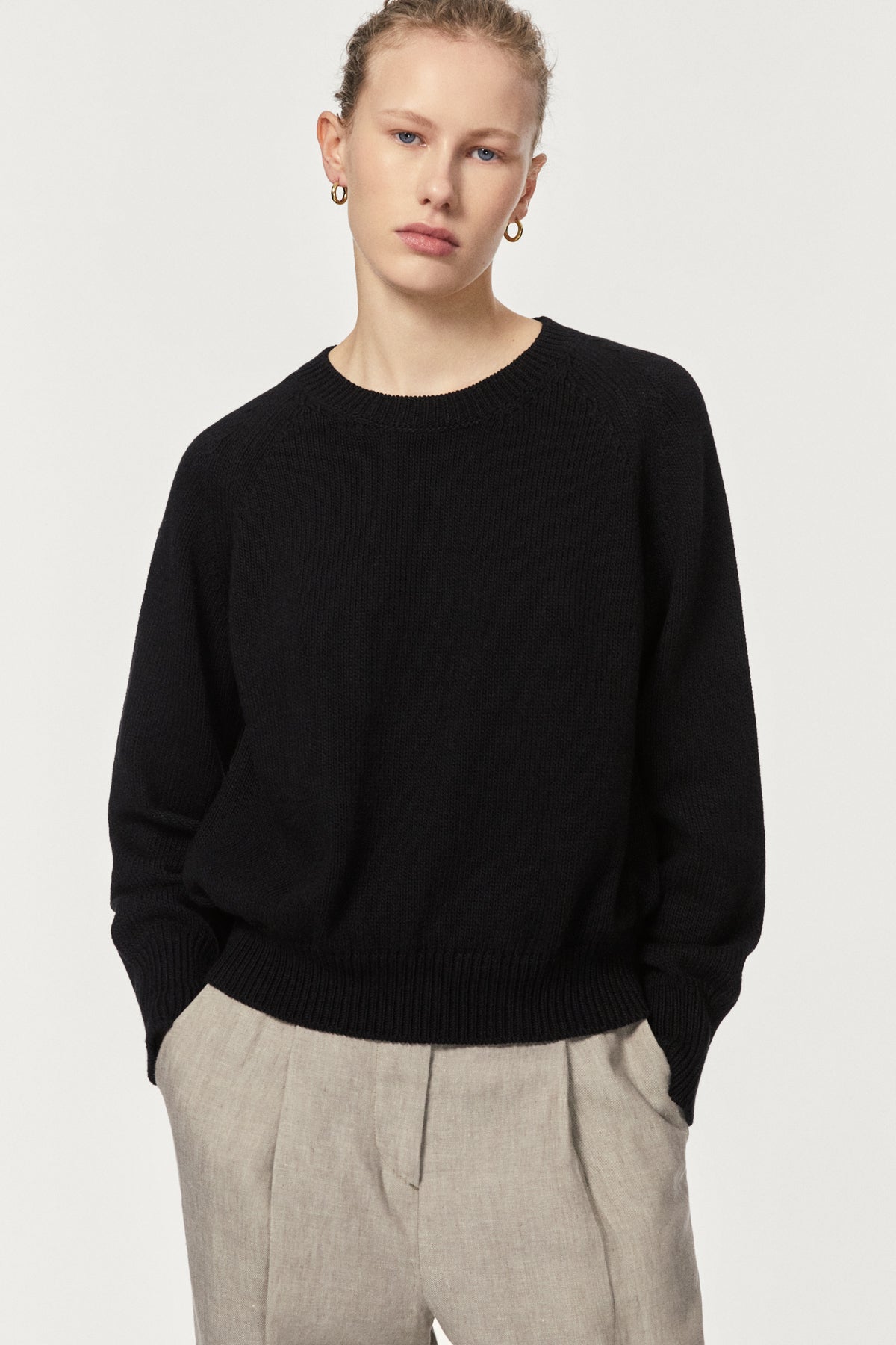 The Organic Cotton Tricot Sweater black