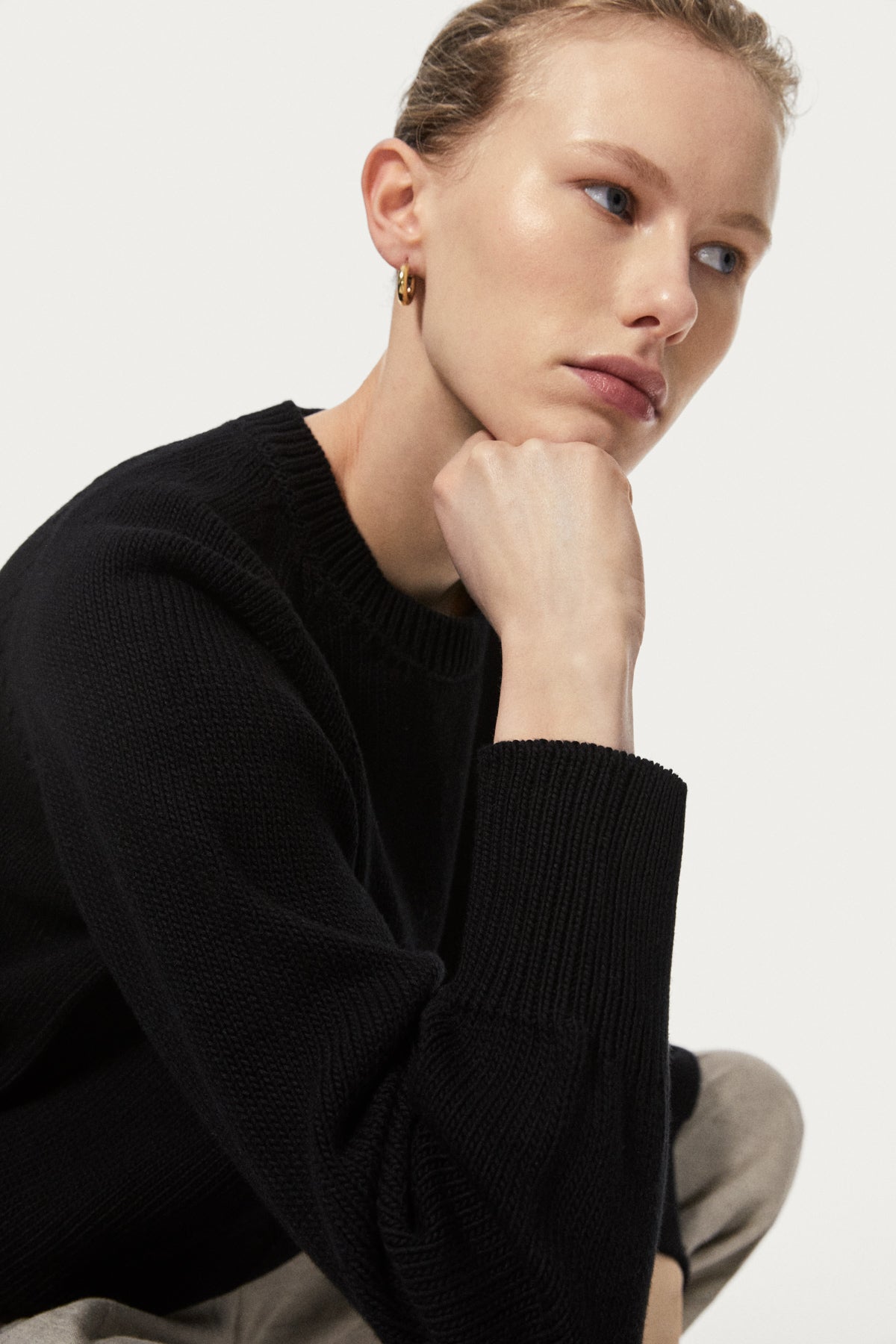 The Organic Cotton Tricot Sweater black