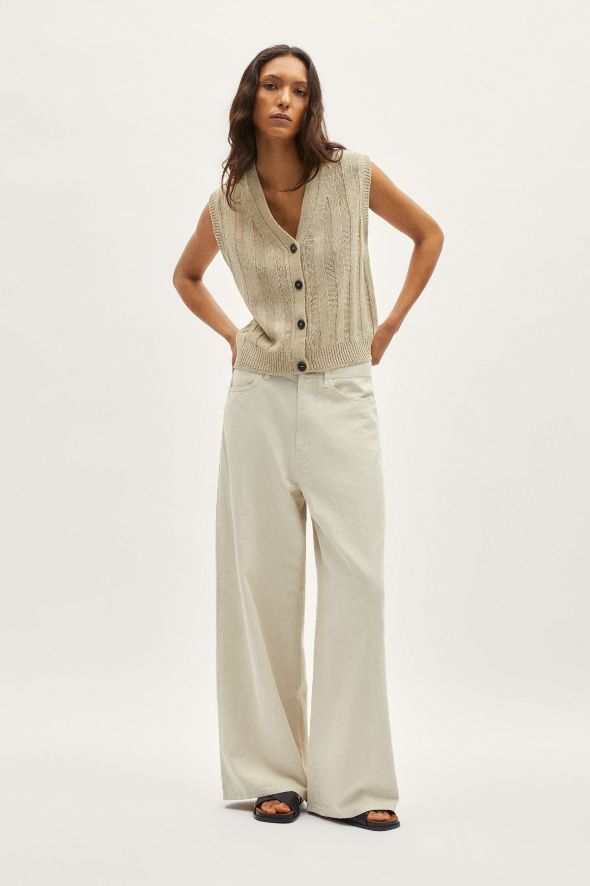 the upcycled linen vest undyed greige