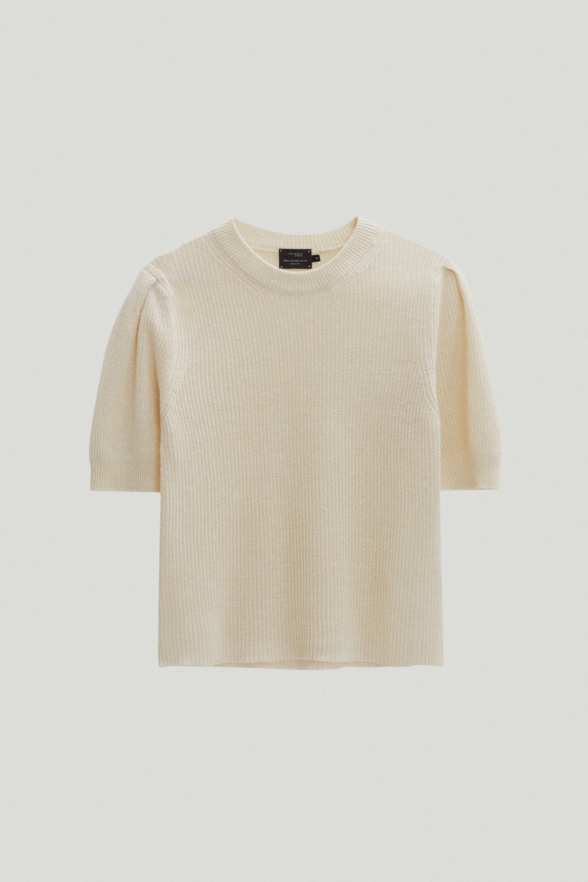 the linen cotton ribbed t shirt with pinces milk white