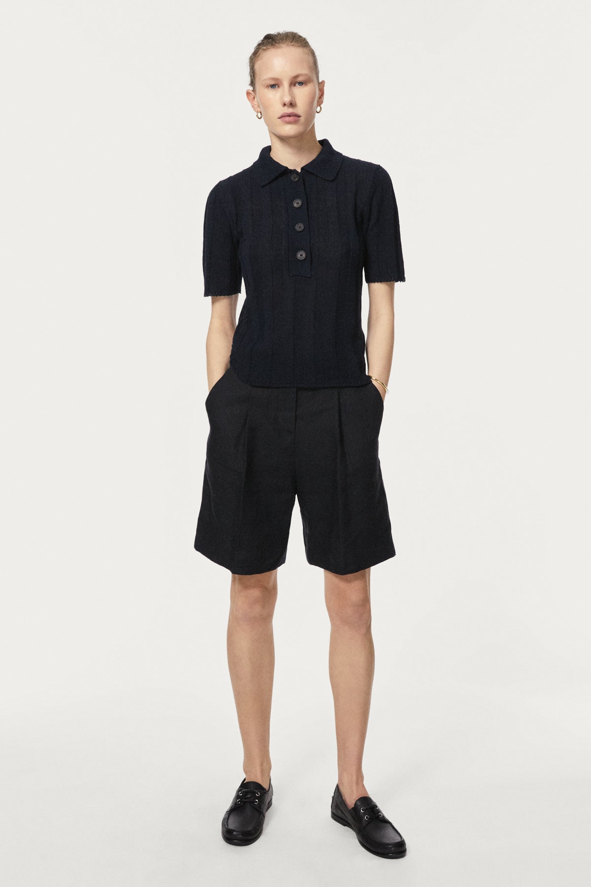 The Upcycled Linen Polo - blu navy