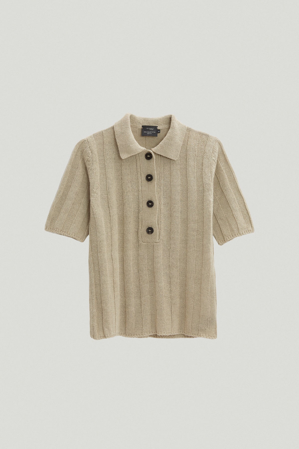 the upcycled linen polo undyed greige