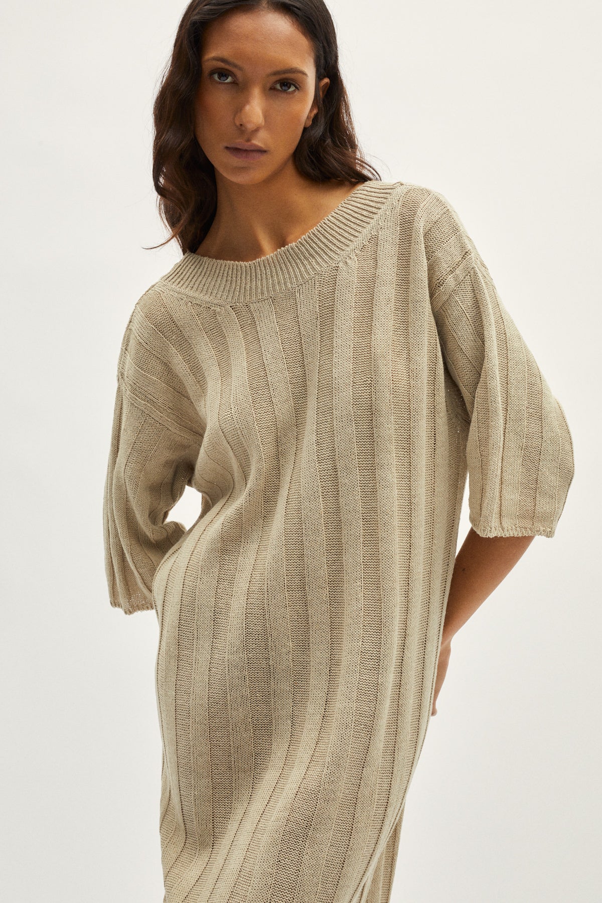 the upcycled oversize dress undyed greige