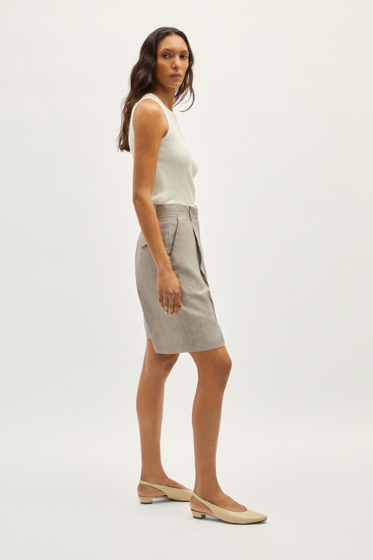 Bermuda-Shorts aus Leinentwill