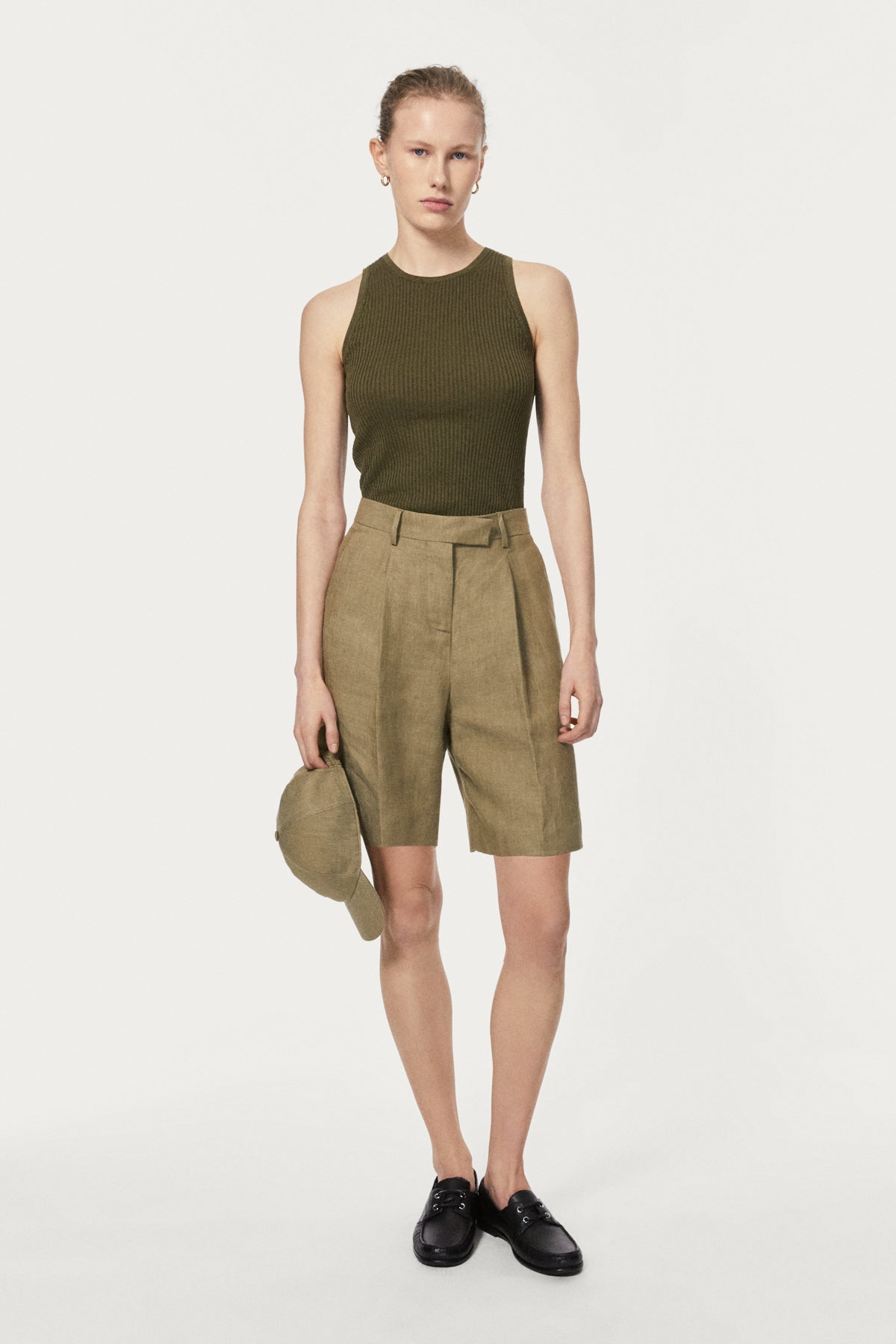 The Linen Twill Shorts - sage green