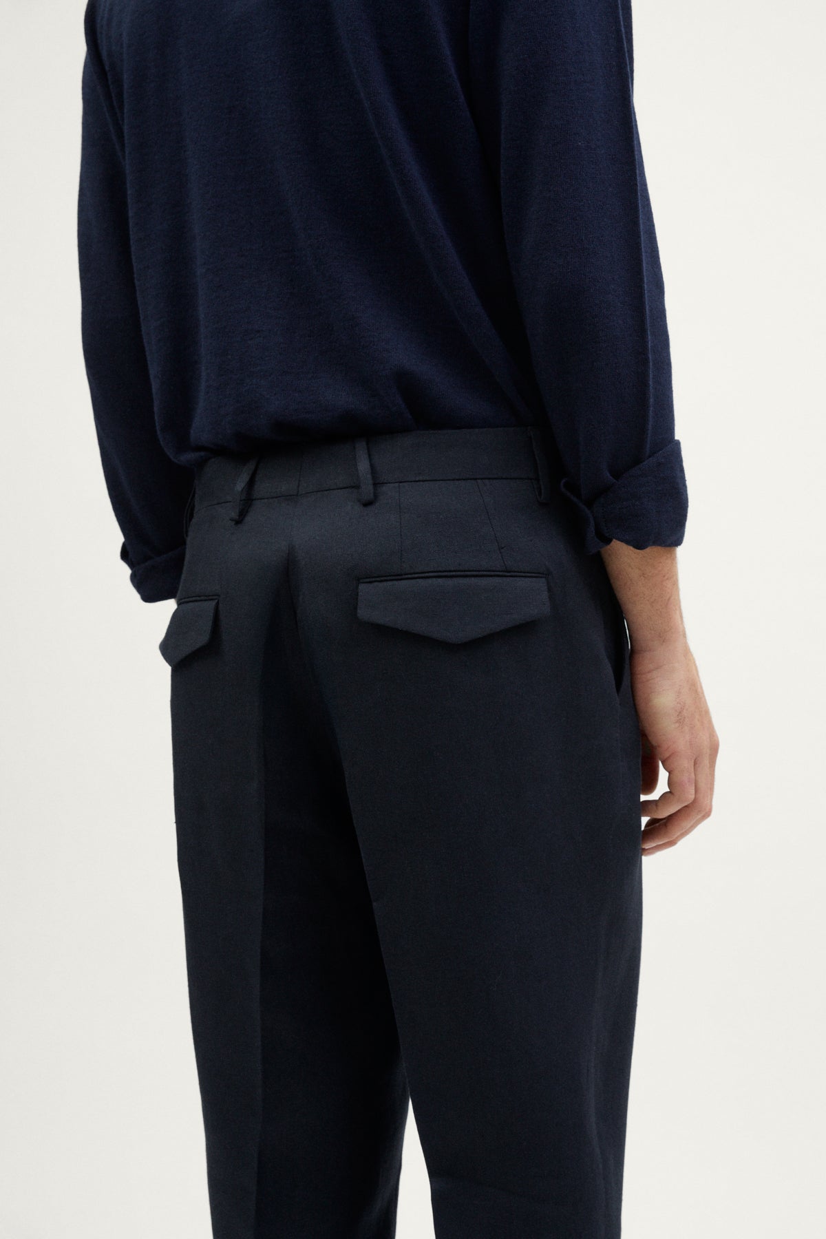 The Linen Twill Trousers - dark blue