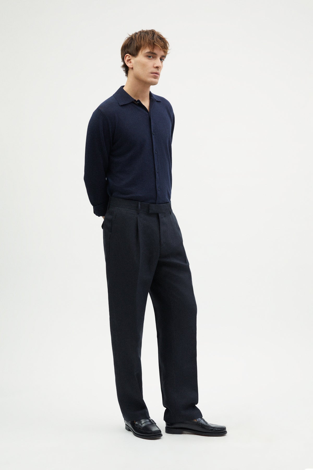 The Linen Twill Trousers - dark blue