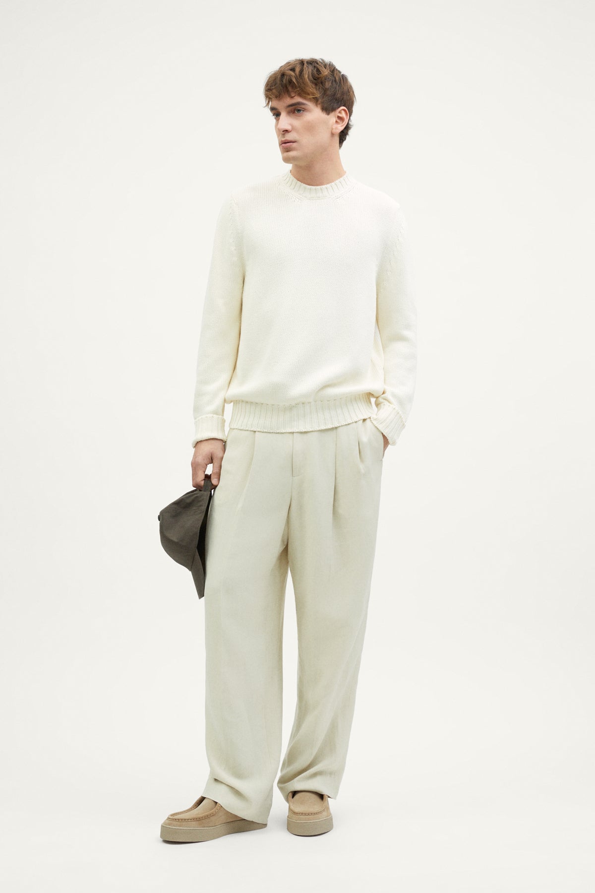 the organic cotton tricot sweater crewneck milk white