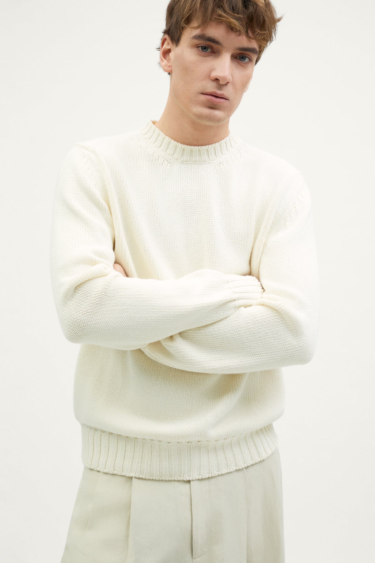the organic cotton tricot sweater crewneck milk white