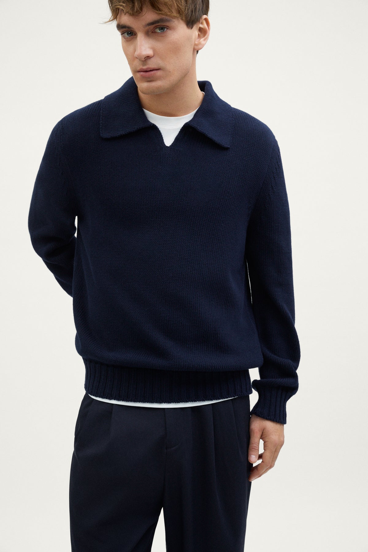 the organic cotton tricot polo deep blue