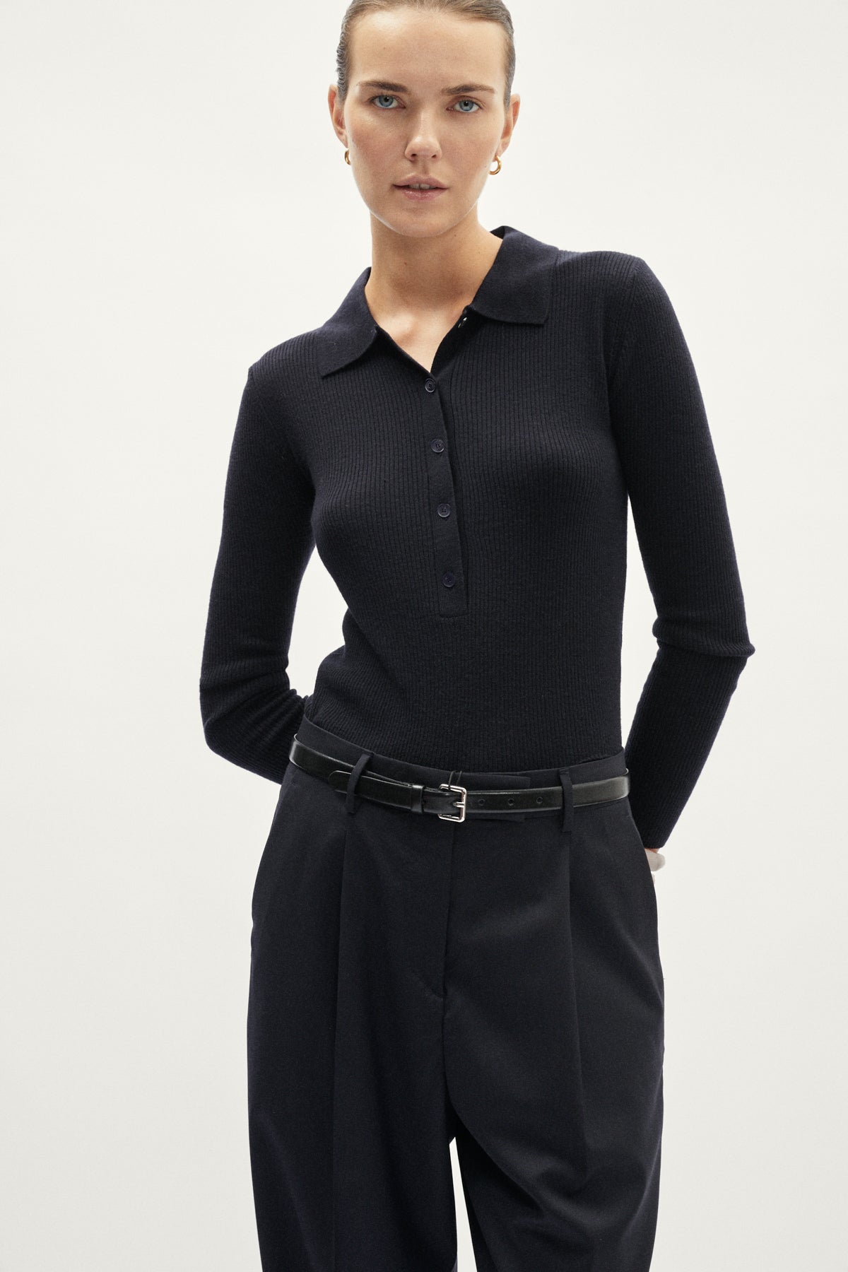black polo blue dress pants The Ultrasoft wool Buttoned Polo