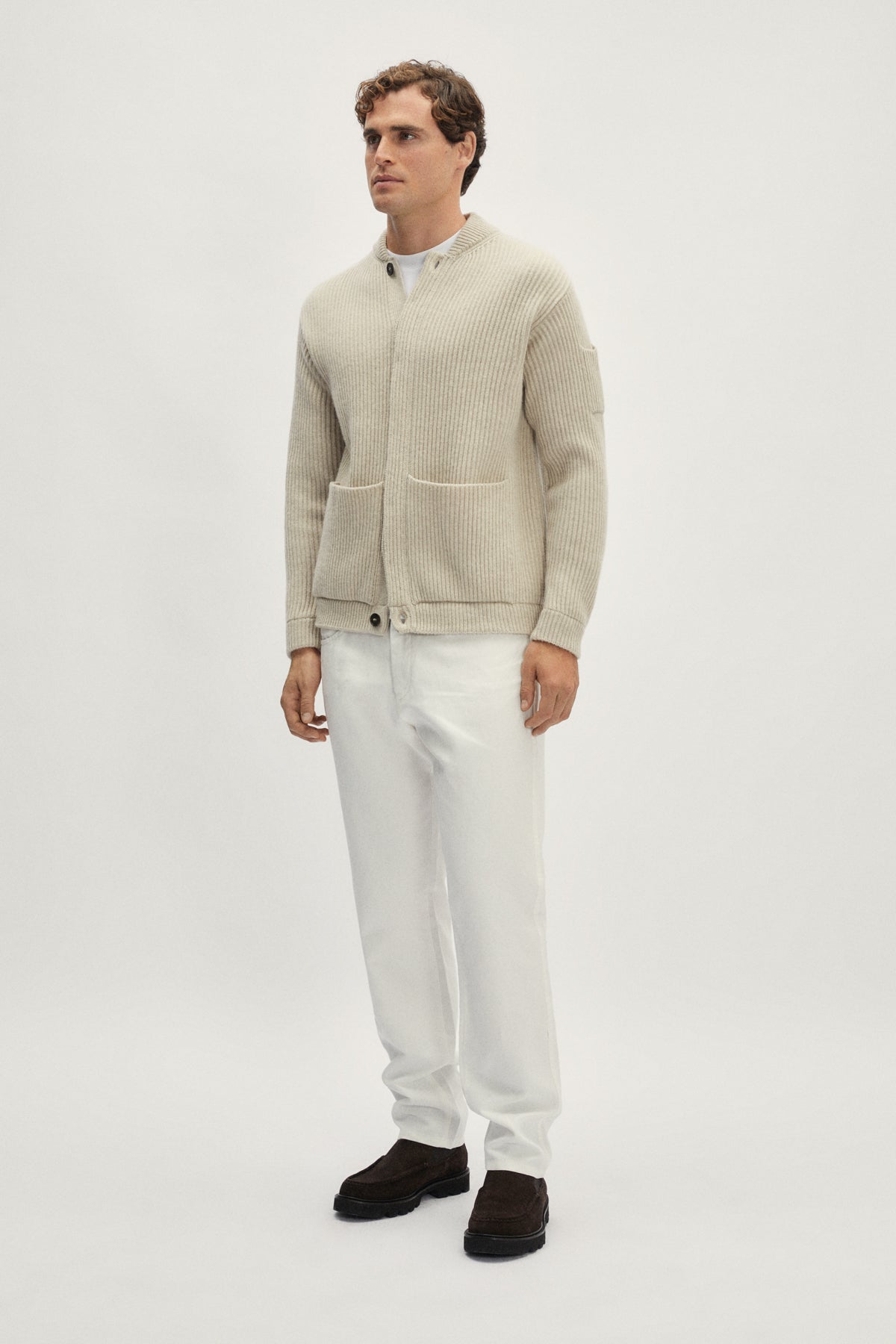 The Woolen Ribbed Bomber - ecru