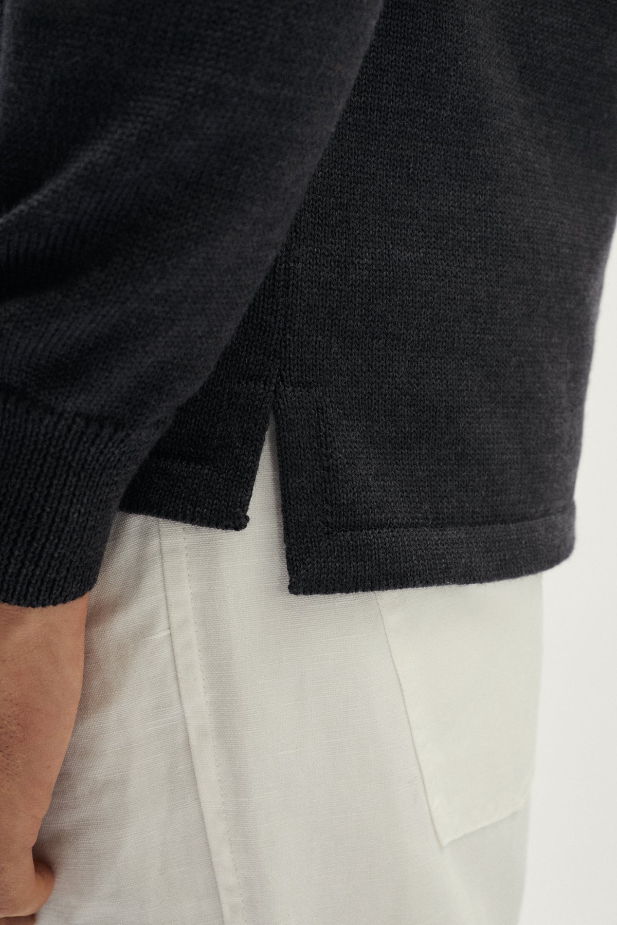 The Merino Wool Special Neck Polo - Grey