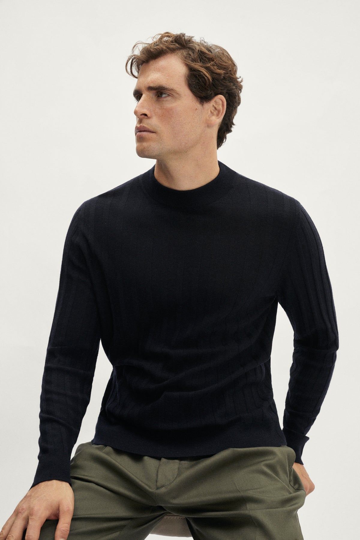 The Ultrasoft Ribbed Mock-neck blue