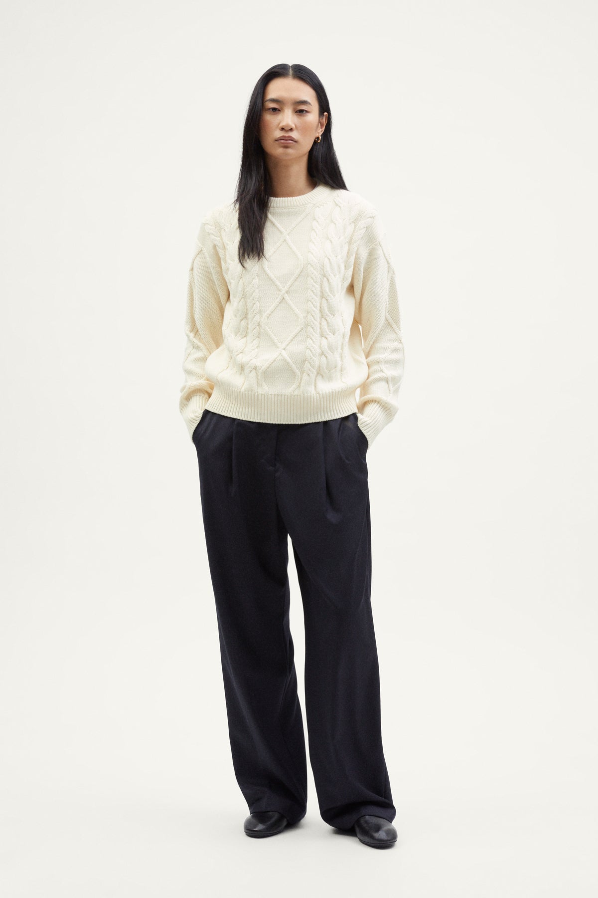 The Organic Cotton Aran Tricot Sweater milk white