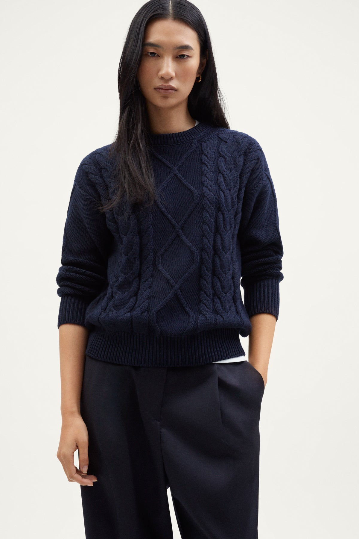 The Organic Cotton Aran Tricot Sweater blue