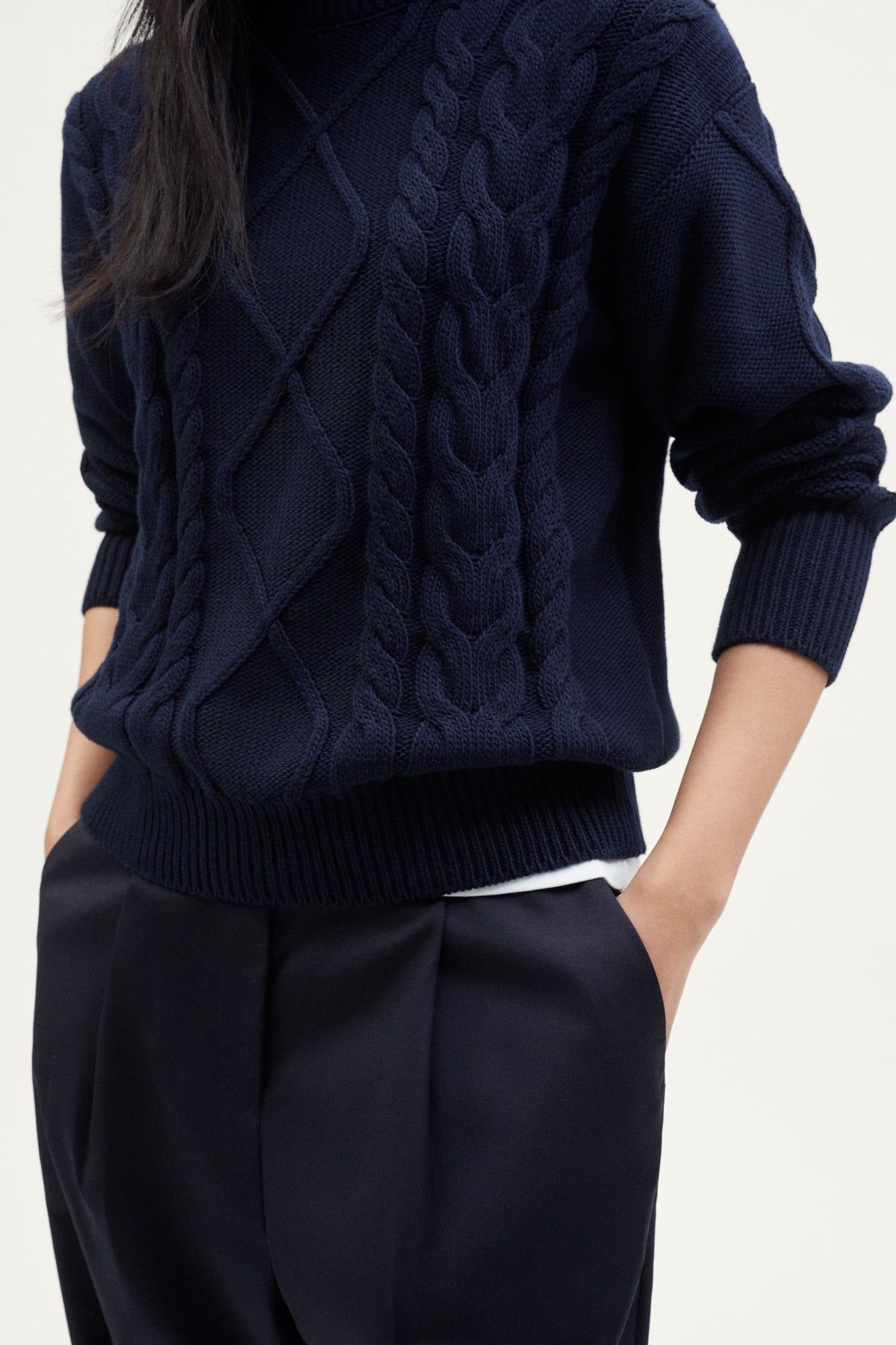 The Organic Cotton Aran Tricot Sweater blue
