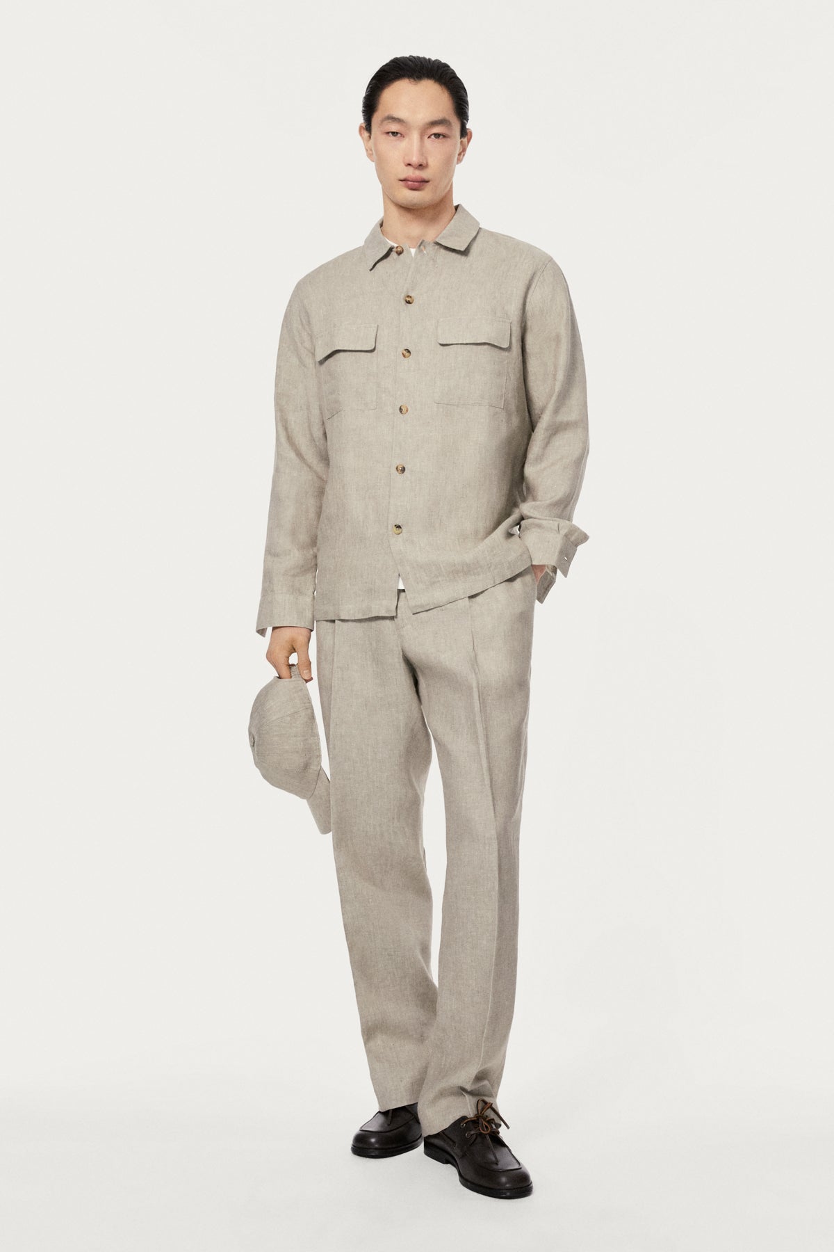 The Linen Twill Overshirt - hay