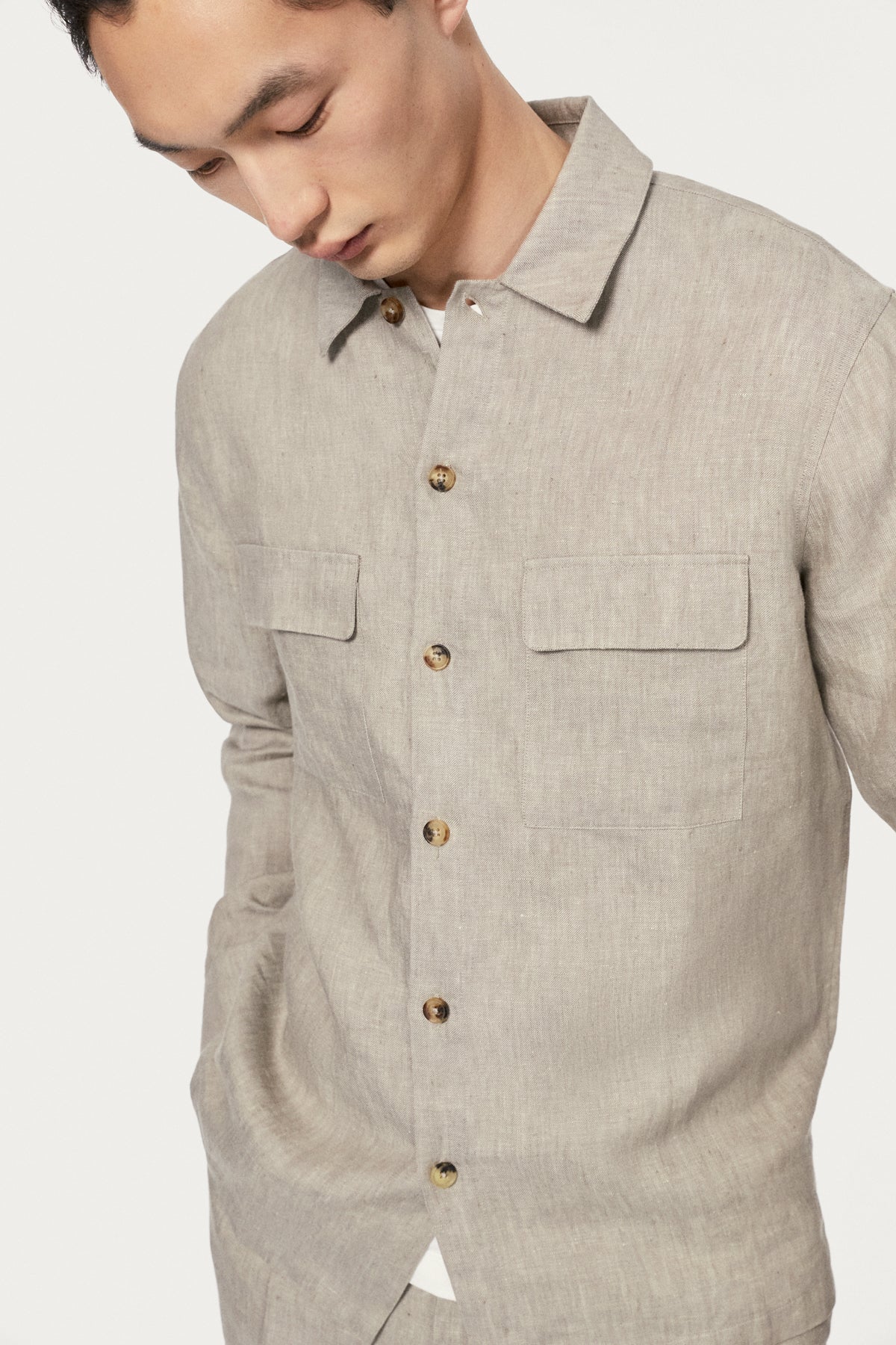 The Linen Twill Overshirt - hay