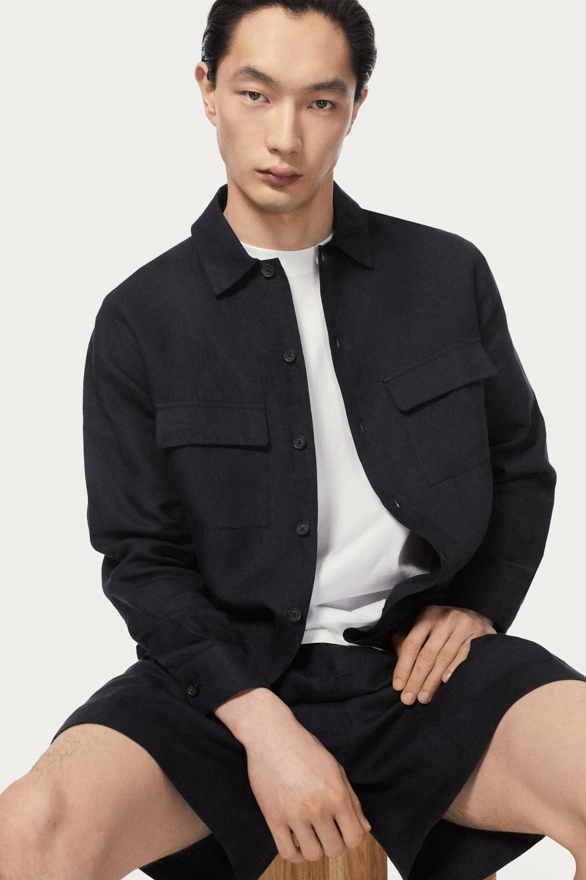 The Linen Twill Overshirt - dark blue