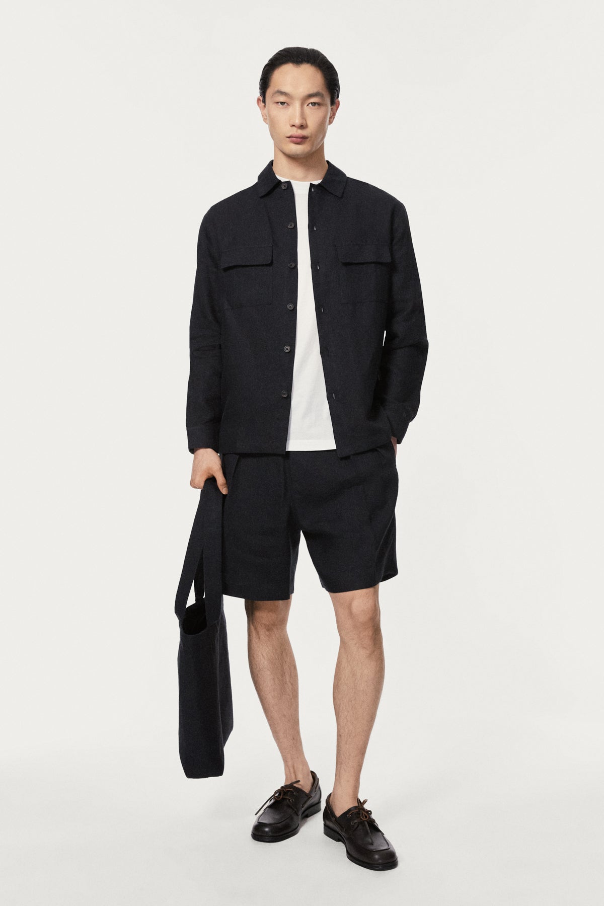 The Linen Twill Overshirt - dark blue