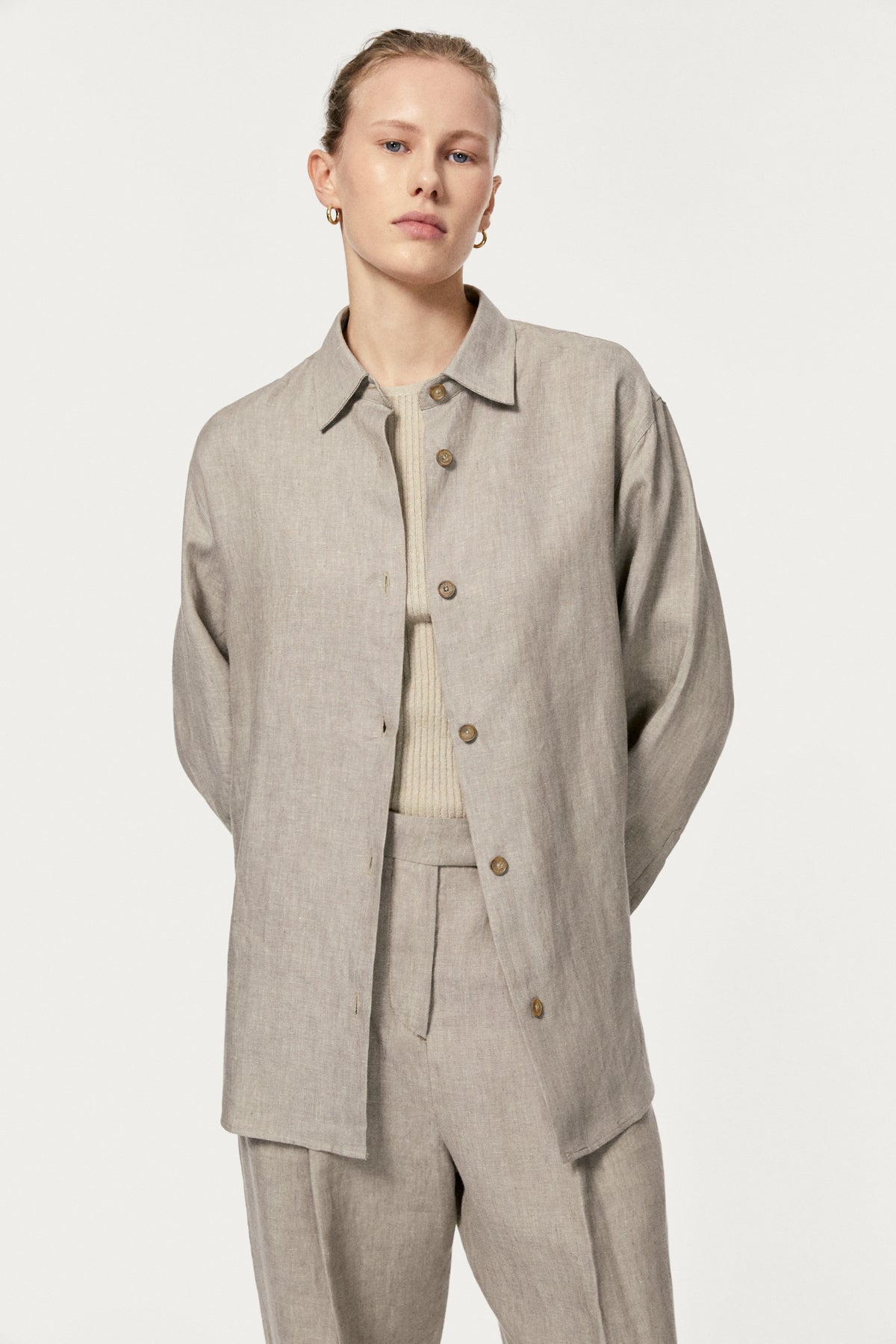 linen twill overshirt hay