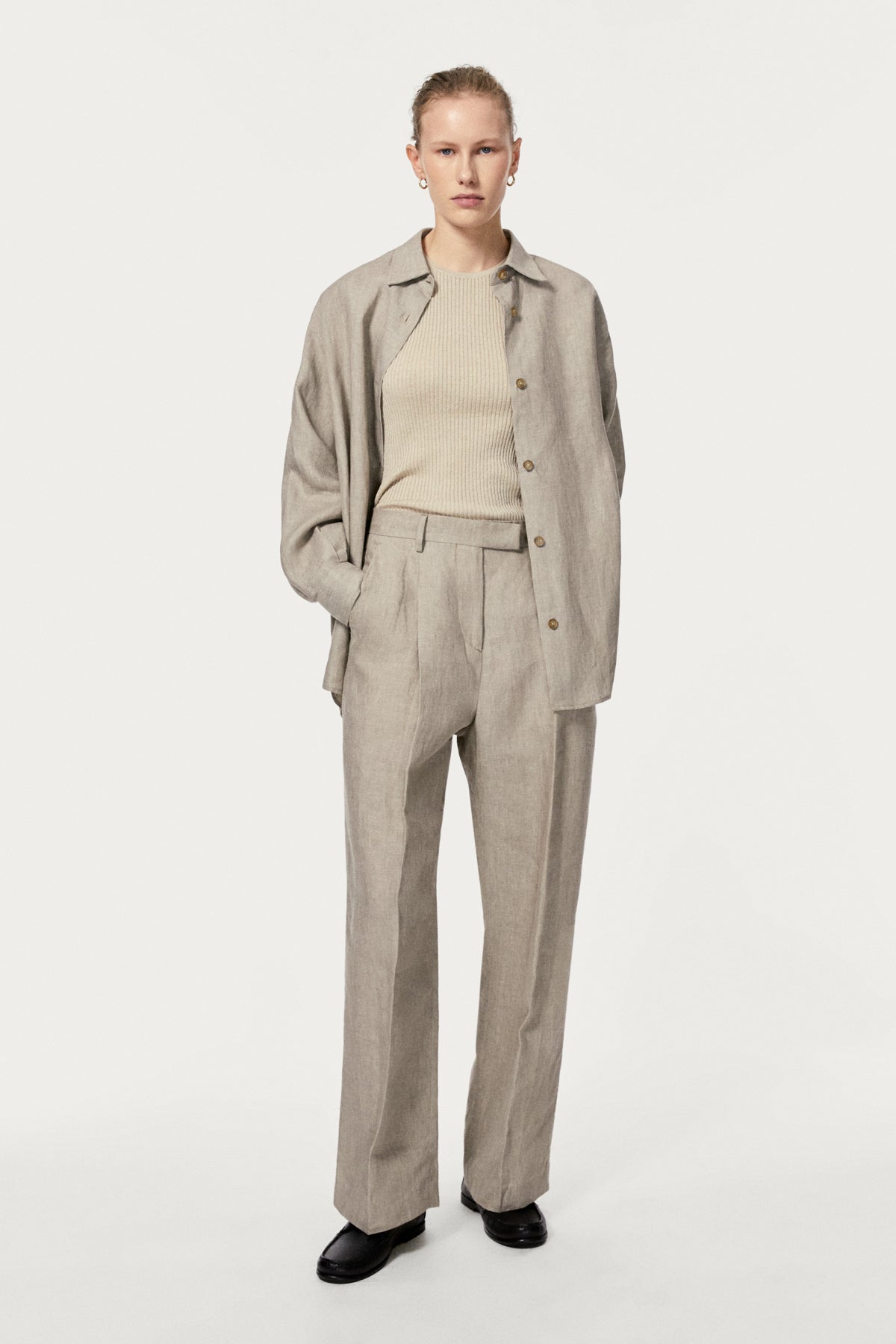 linen twill overshirt hay