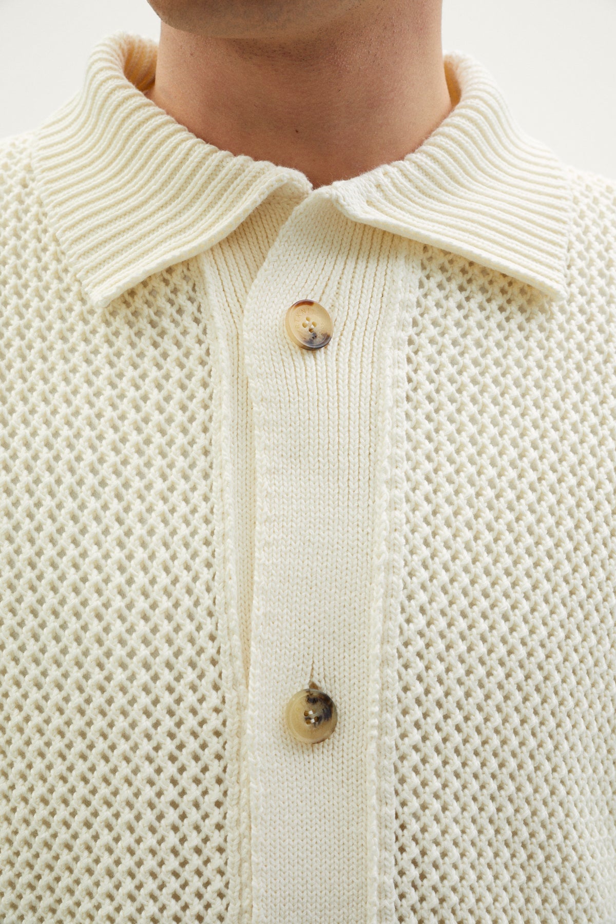 The Organic Cotton Open-Tricot Jacket milk white
