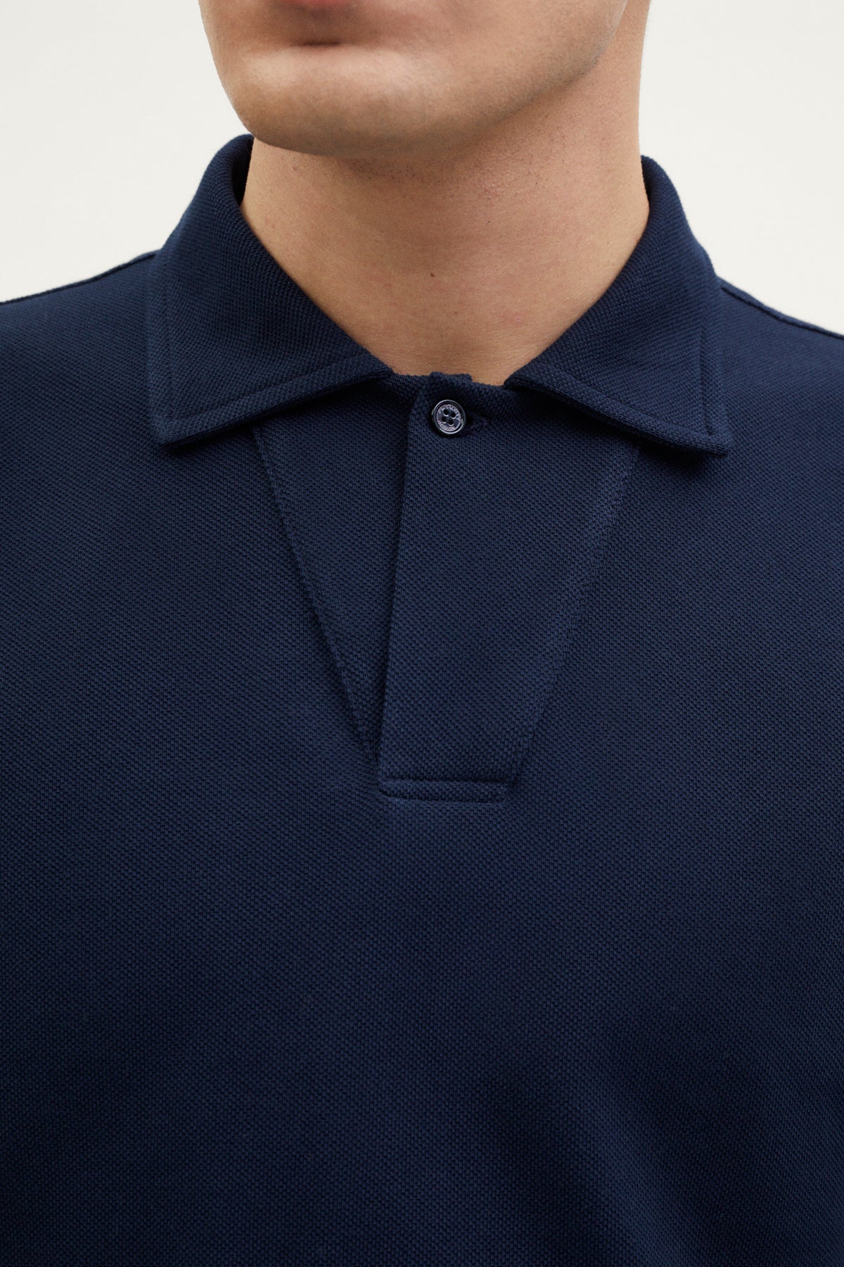 The Organic Cotton Piqué Long Sleeve Polo blue navy