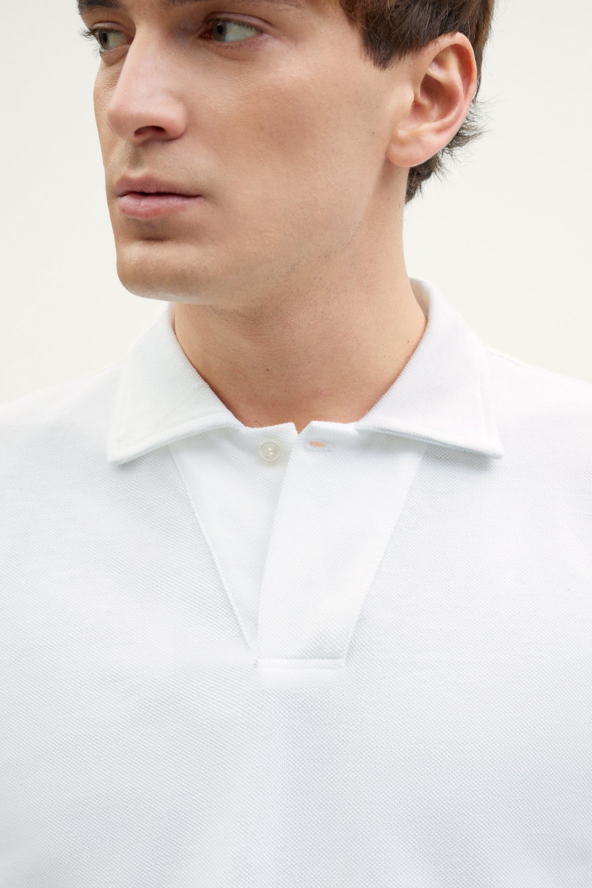 The Organic Cotton Piqué Long Sleeve Polo off white
