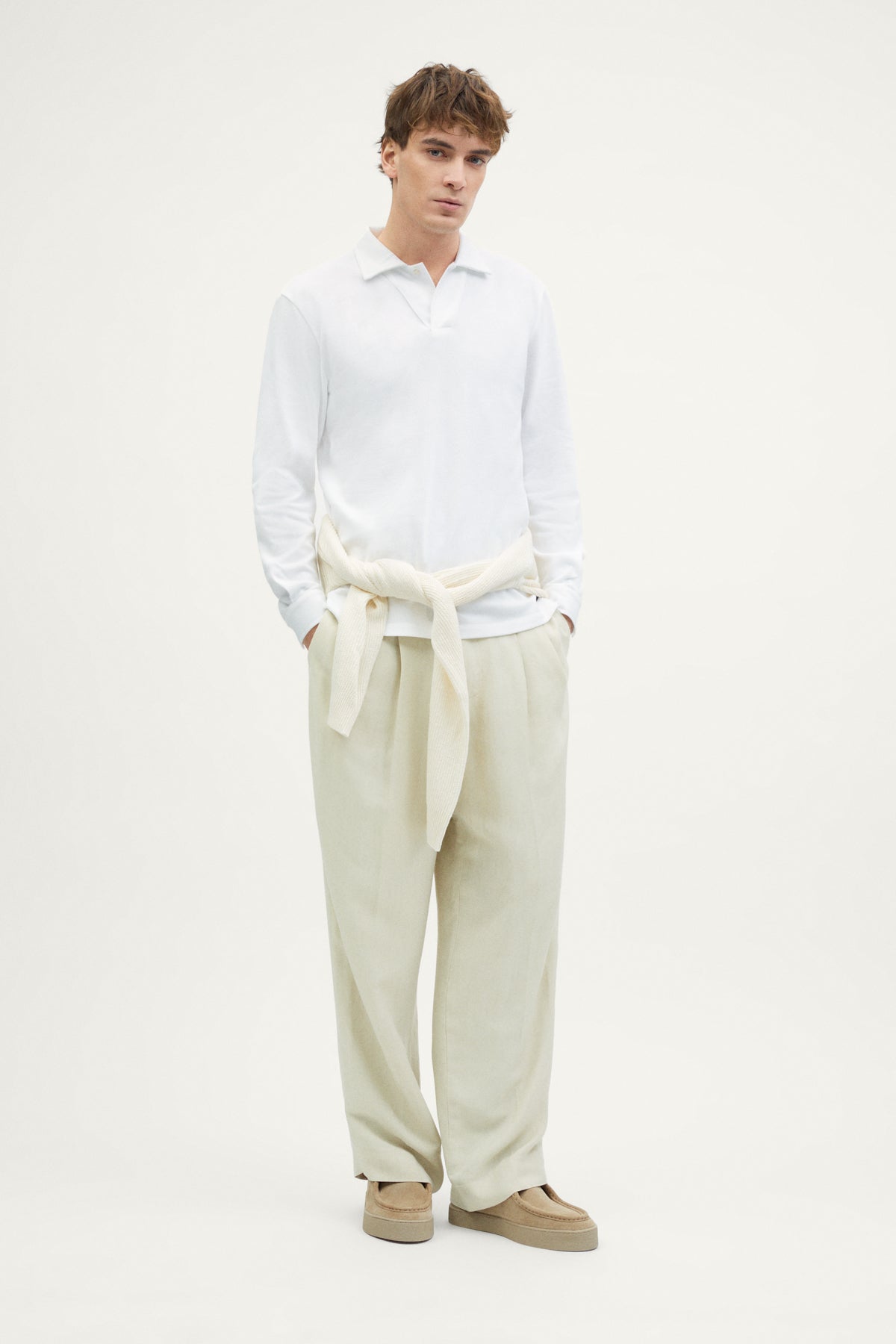 The Organic Cotton Piqué Long Sleeve Polo off white