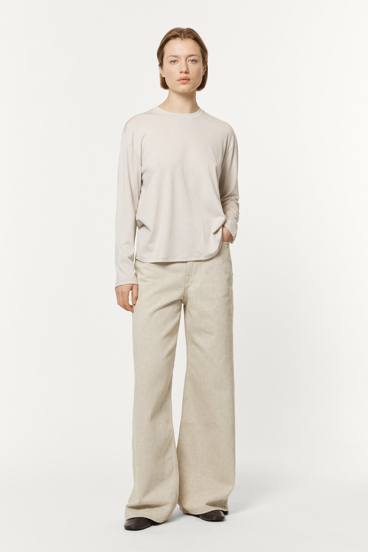 The Active Wool Long Sleeve T-shirt ecru