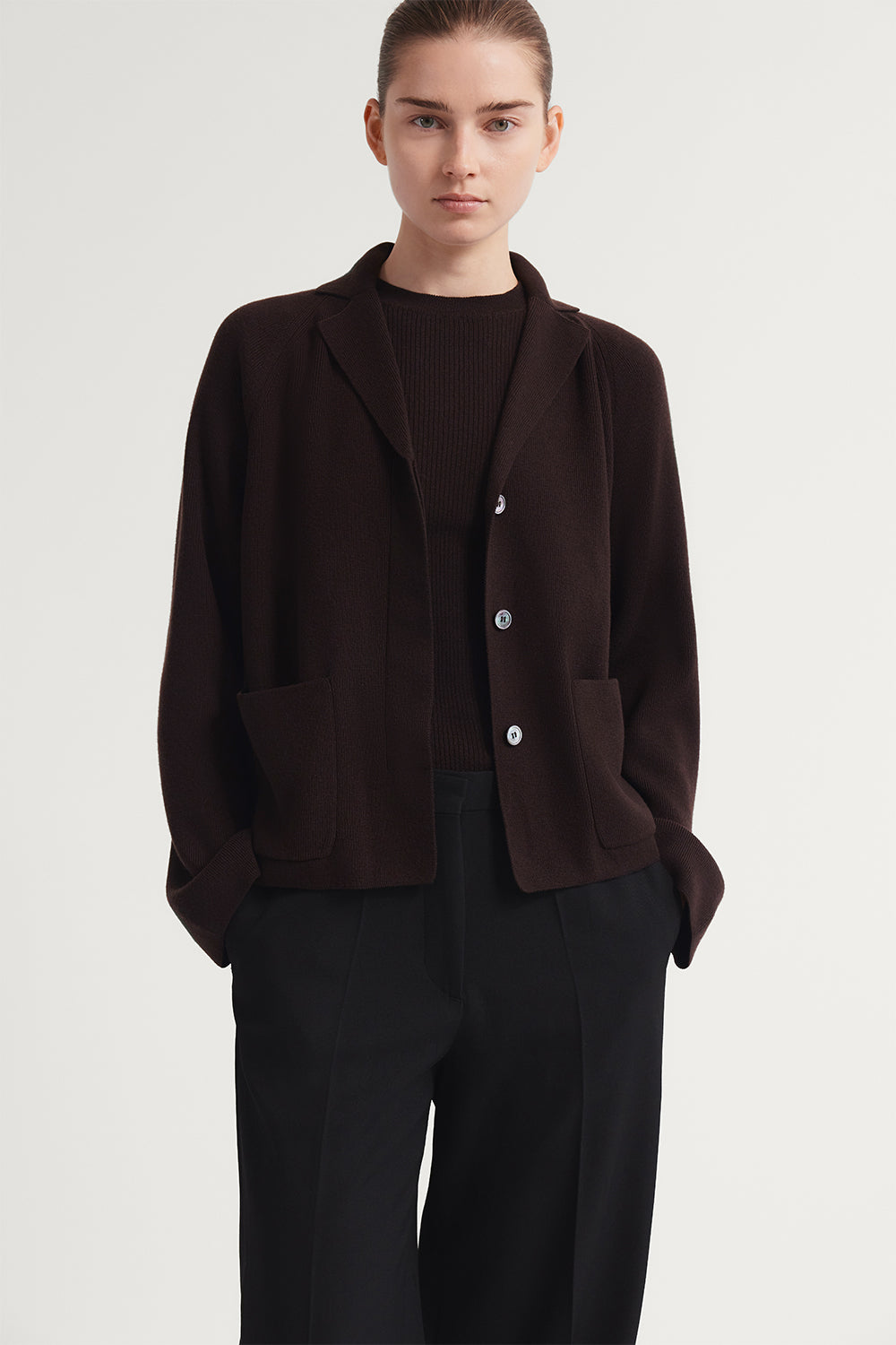 The Ultrasoft Wool Rever Jacket Chocolate Brown