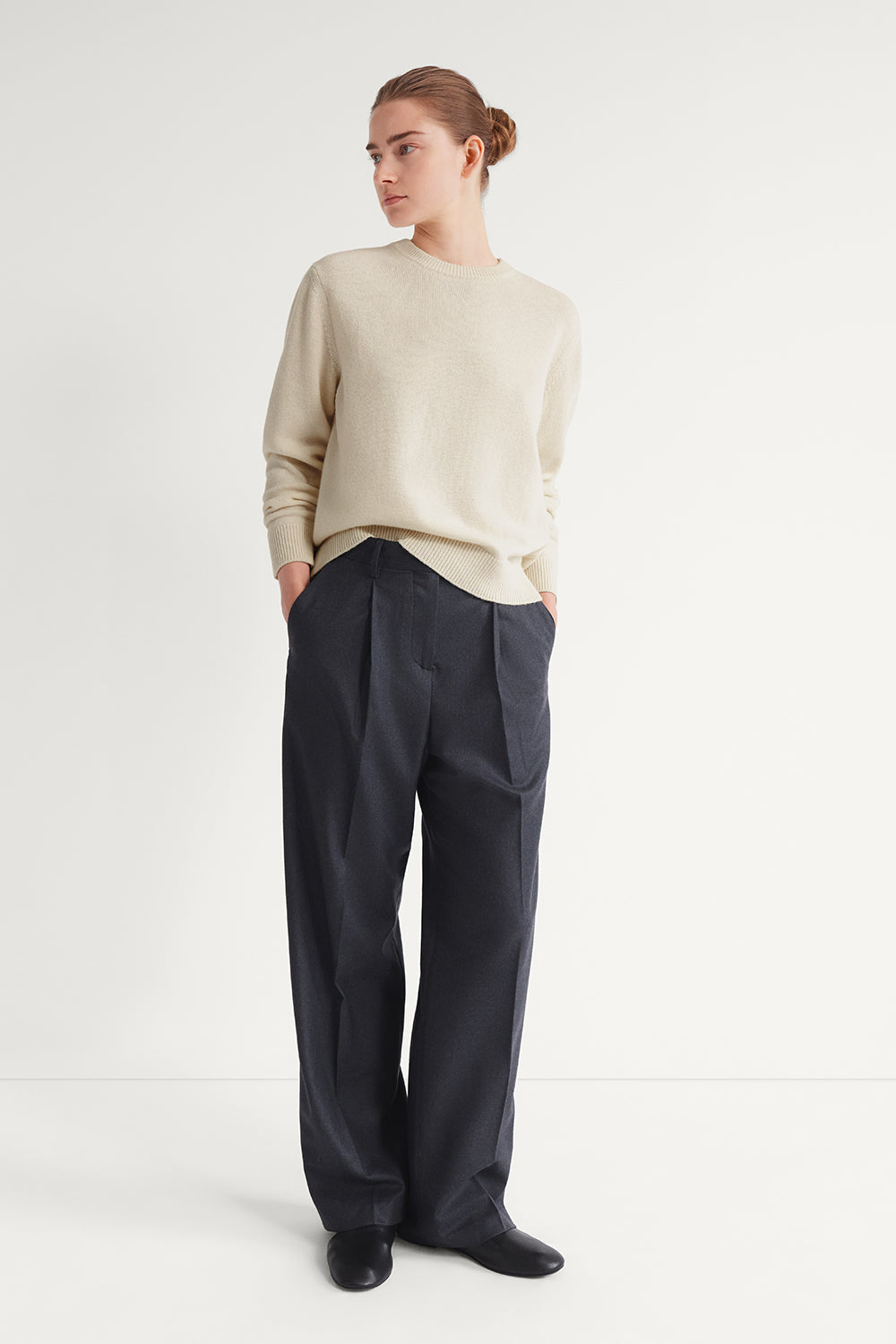 The Woolen Plain Stitch Sweater Ecru