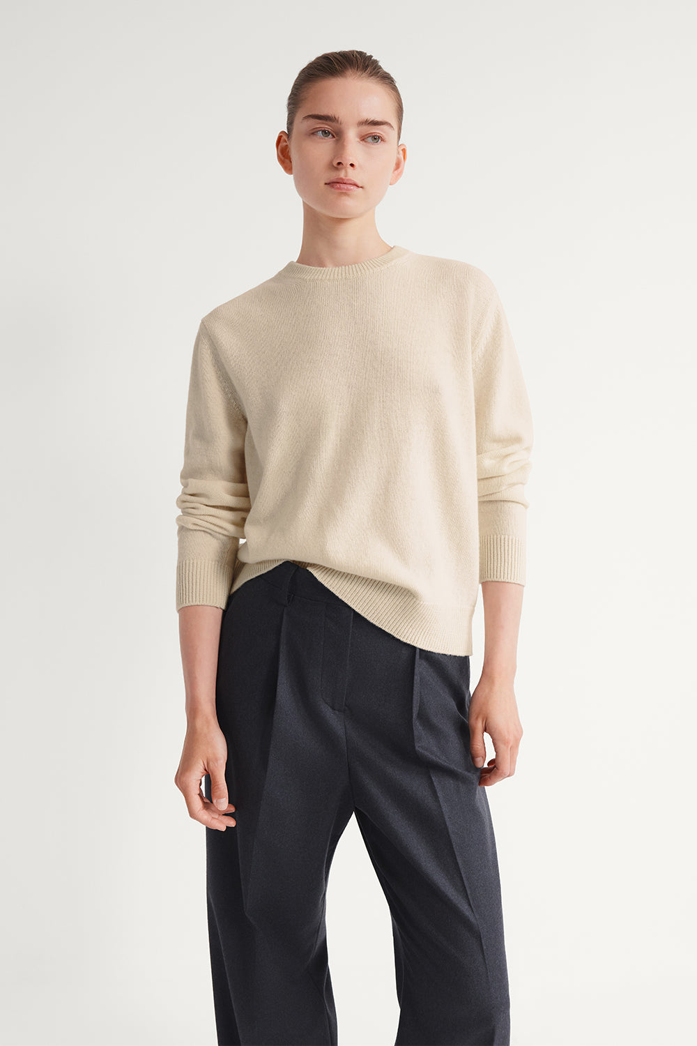The Woolen Plain Stitch Sweater Ecru