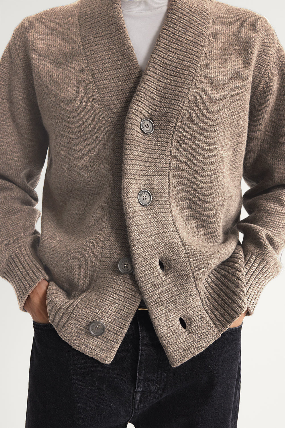 The Woolen Boxy Cardigan Taupe